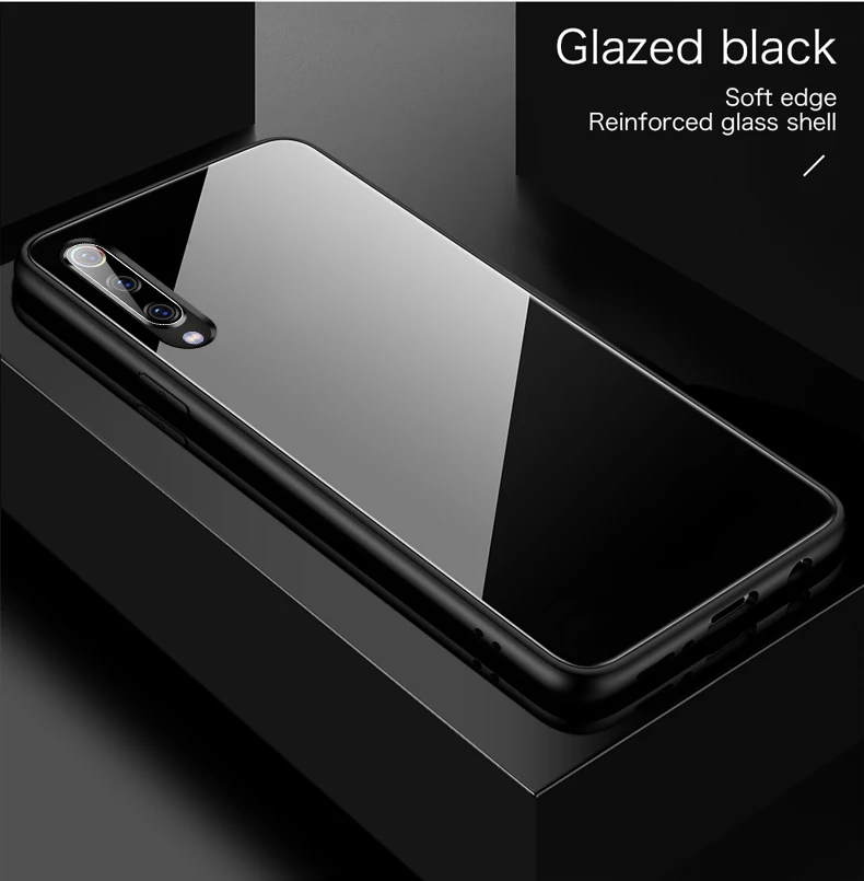 Luxury Plain Glass Case For Xiaomi Mi 10 8 9 SE Lite F1 Redmi Note 5 6 7 Pro Plus Pocophone F1 Phone Cover