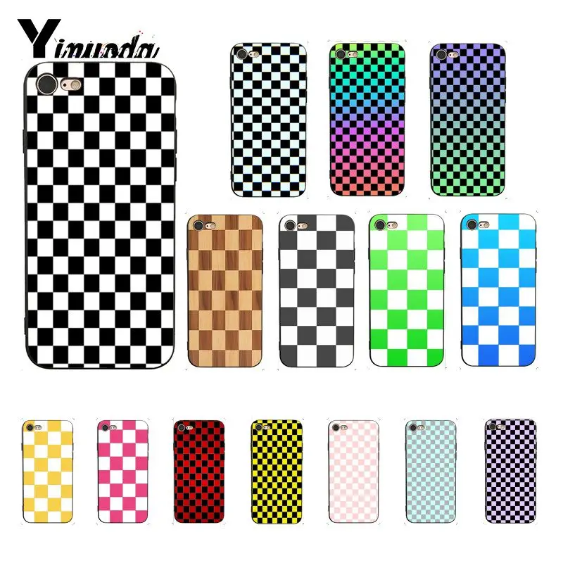 Клетчатый чехол Yinuoda в шахматную клетку для телефона iphone SE 2020 8 7 6 6S 6Plus X XS MAX 5 5S XR