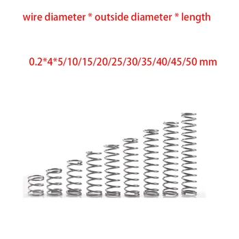 

10pcs wire diameter 0.2mm Outer diameter 4mm Length 5-50mm stainless steel compression spring extension springs