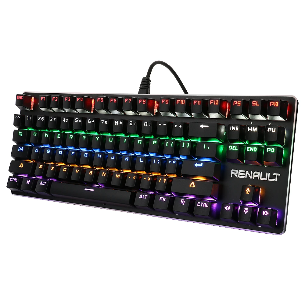 RENAULT Mechanical Keyboard Colorful Backlit Blue Switch 87/104 