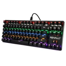 RENAULT Mechanical Keyboard Colorful Backlit Blue Switch 87/104 Keys LED Professional Gaming Keyboard Russian Sticker