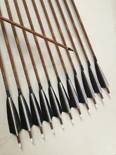 Wood skin Carbon arrow Spine500 with 5″ Turkey fletching carbon arrow shaft arrow tip for traditional bow archery and hunting