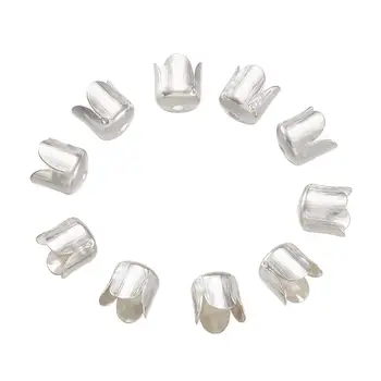 

20pcs Silver Iron Bead Caps for jewelry DIY making 4-Petal Flower Silver Bead End Caps Findings Components 6.5x7mm Hole 1mm F80