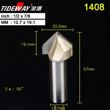 Tideway 90 градусов гравировка V паз бит Вольфрамовая сталь ЧПУ гравировальный инструмент деревообрабатывающий инструмент двойной край Торцовочная фреза