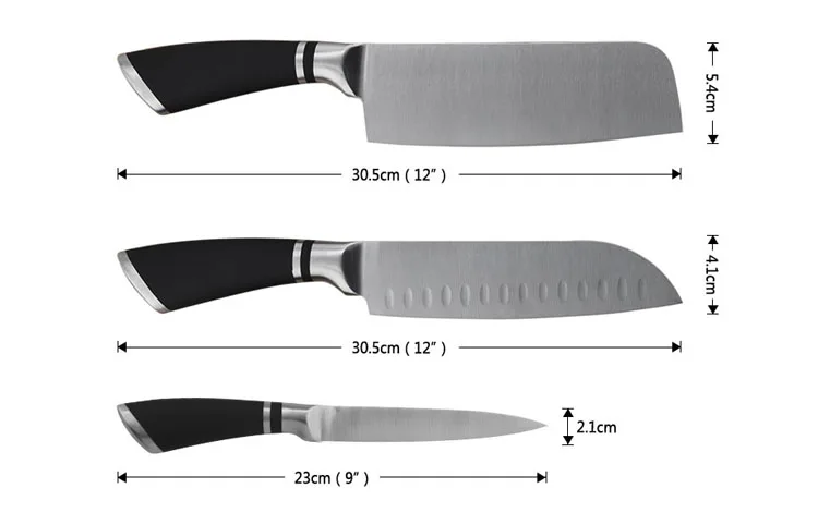 Colofo,, кухонные ножи из нержавеющей стали, набор из 3 предметов, Santoku, нож для нарезки овощей, фруктов