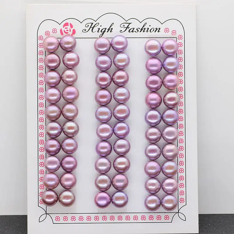 Из Китая 80 шт./лот мм 3-12 мм натуральный белый цвет кнопки пресноводный жемчуг половина просверленные бусины с отверстиями для ювелирных изделий - Цвет: purple pearl
