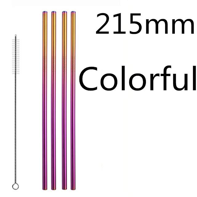 4 шт./компл. Многоразовые соломинкой Высокое качество 304 Нержавеющая сталь металлическая соломинка с чистящая щетка для кружек панели инструментов - Цвет: Colorful 215