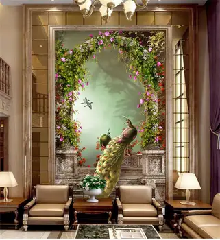 

3d wallpaper photo wallpaper custom mural living room porch lamp peacock forest landscape painting wall wallpaper for walls 3d