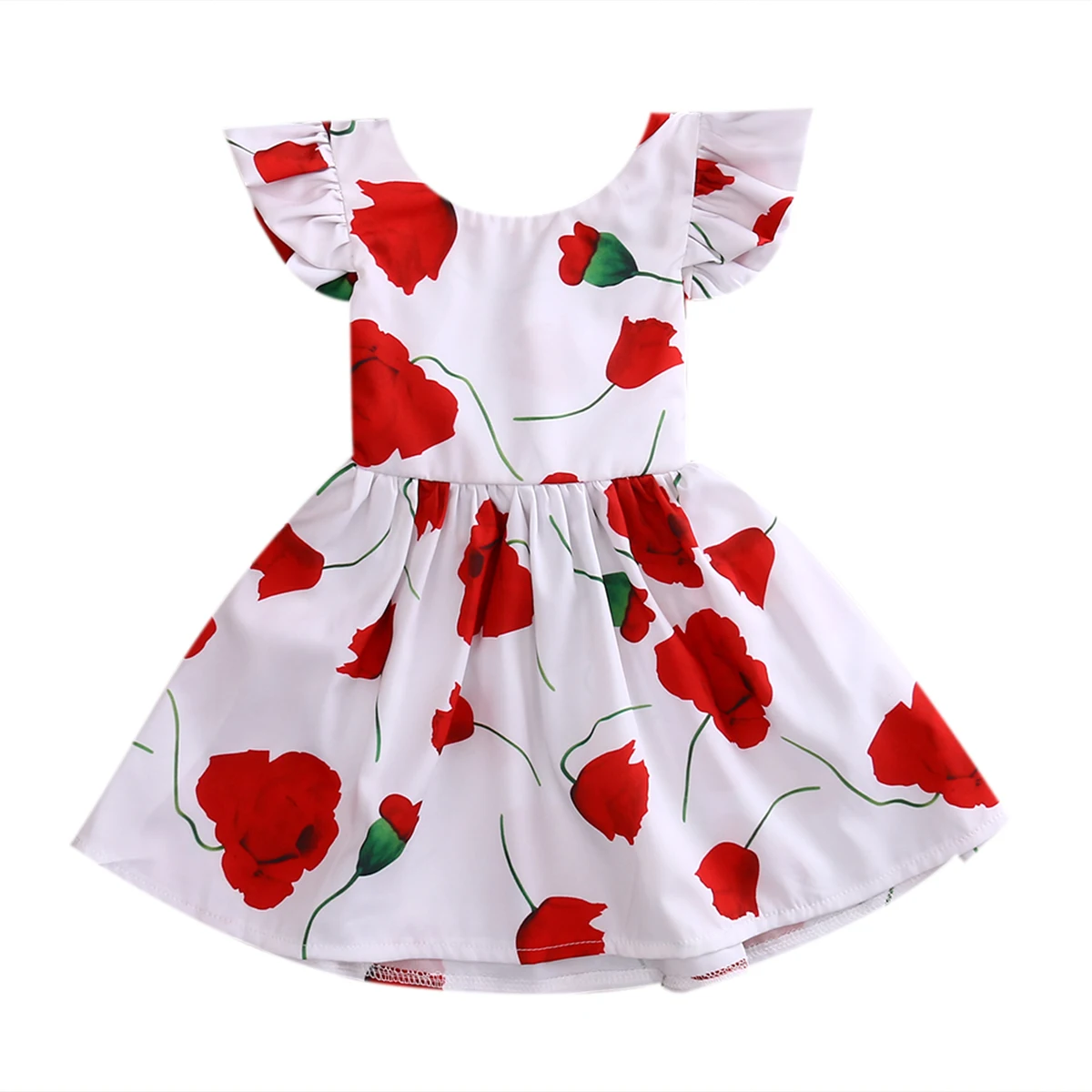 

rose floral sleeveless Baby Kids Girl Dress Toddler Princess Party Tutu Summer Floral Dress Flower Cute