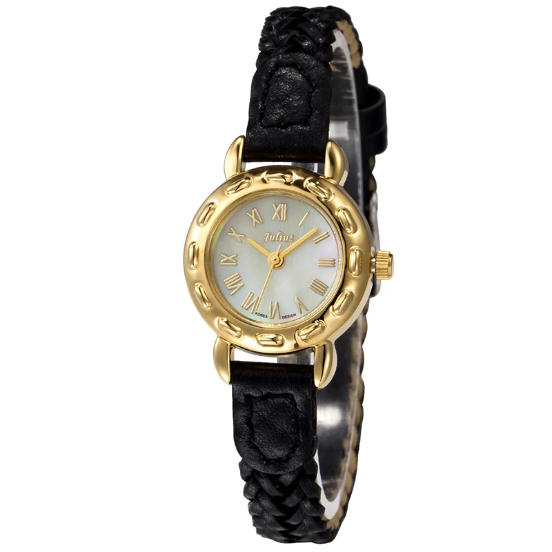 Julius Women s Lady Wrist Watch Quartz Hours Retro Fashion Bracelet Knit Leather Band Shell Rome