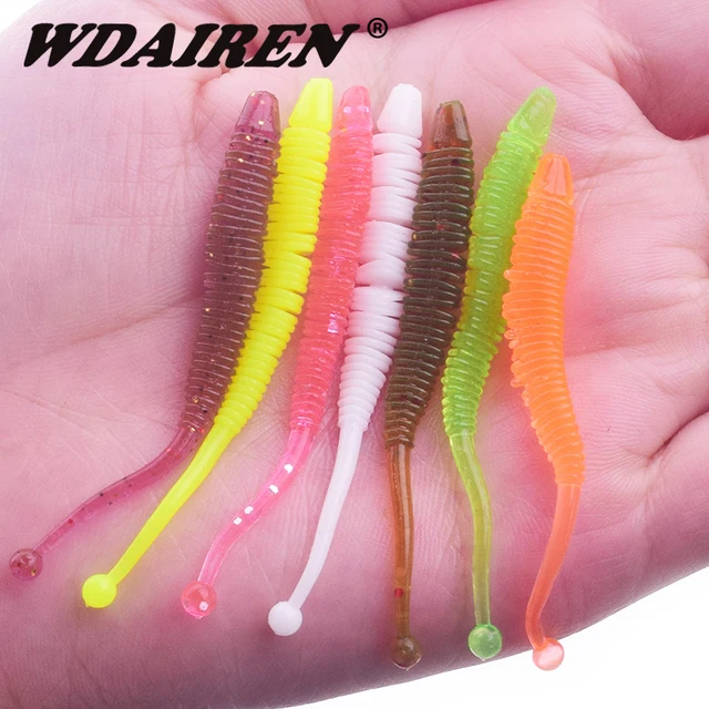 20pcs 6cm 0.6g Shrimp Smell Fishing Lures Artificial Silicone Worms Soft  Bait Predator Swimbaits Cheap