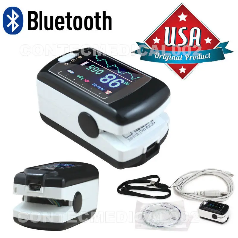 CMS50EW Pulse Oximeter with bluetooth, Spo2 Monitor OLED USB+Software+ alarm Pulse Ox Blood Oxygen Saturation Monitor