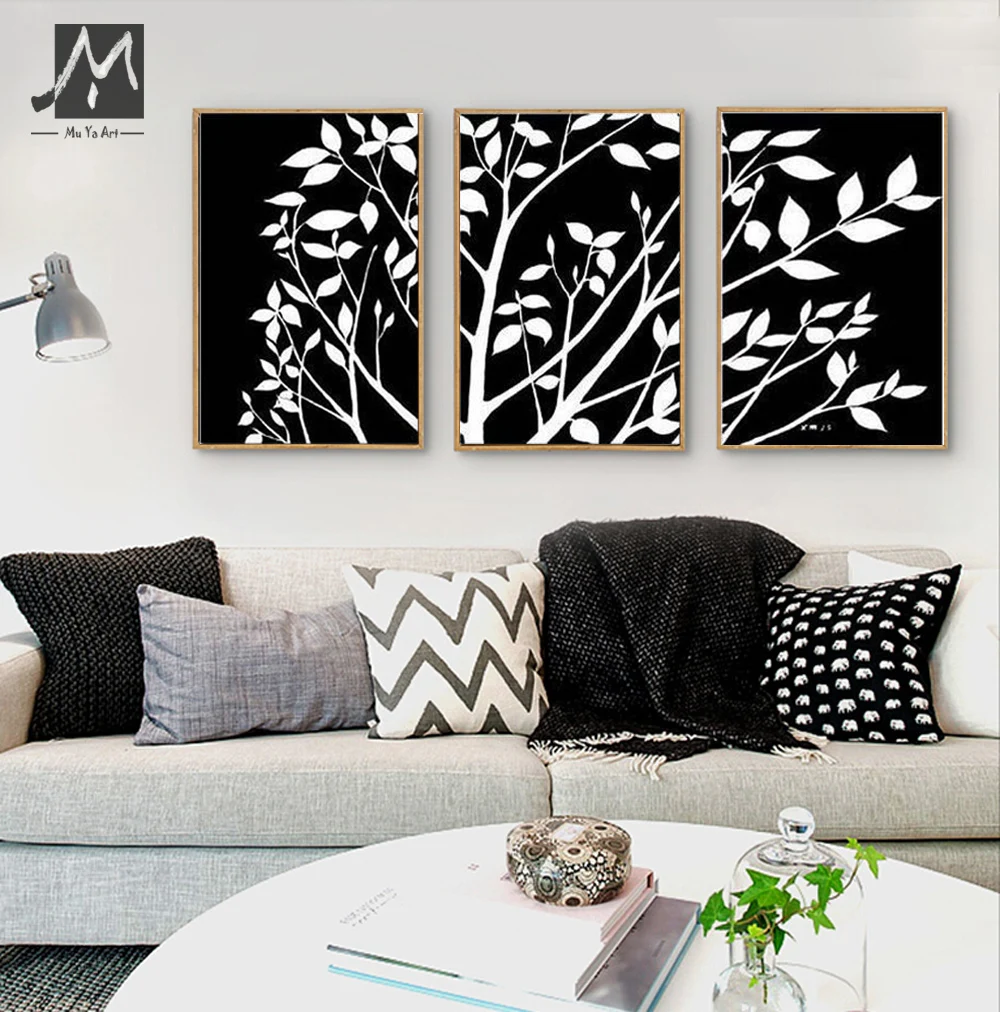Buy 3 piece black white pinturas al oleo canvas wall