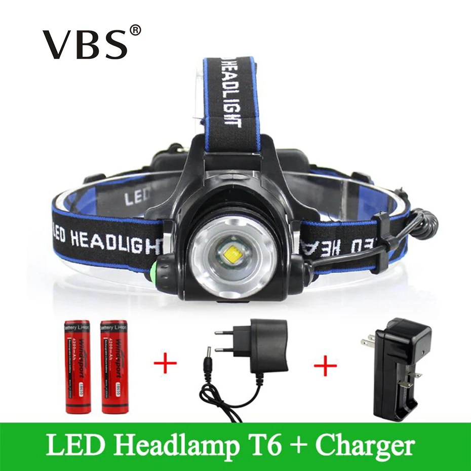 Head lamp led T6 Headlights Lantern 3 modes waterproof Zoomable lamp
