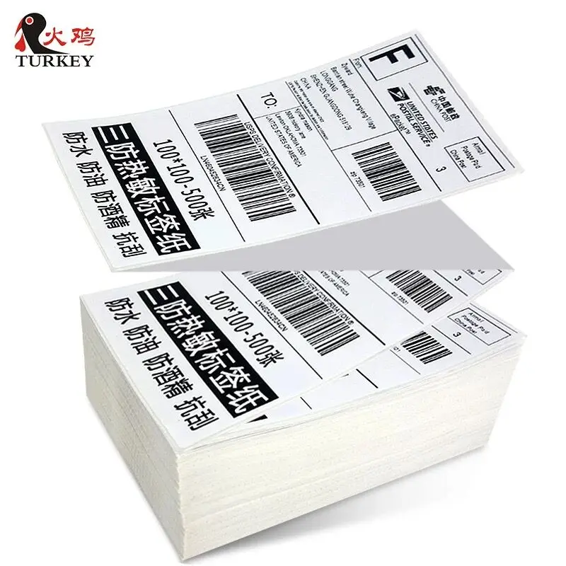 Waterproof Oil-Proof Anti Scratch-All Label Printer Compatible 500 Fanfold Labels SPATA Thermal Shipping Label Papers 100x150 mm 