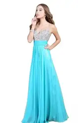 Vestidos 2019 Ice Blue v-образный вырез Бисероплетение Длинные шифоновые вечерние платья а-силуэта с открытой спиной Вечерние платья Вечернее платье