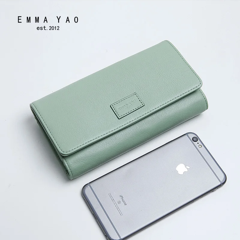 

EMMA YAO fashion leather wallet female korean three fold purse brand coin purses holders