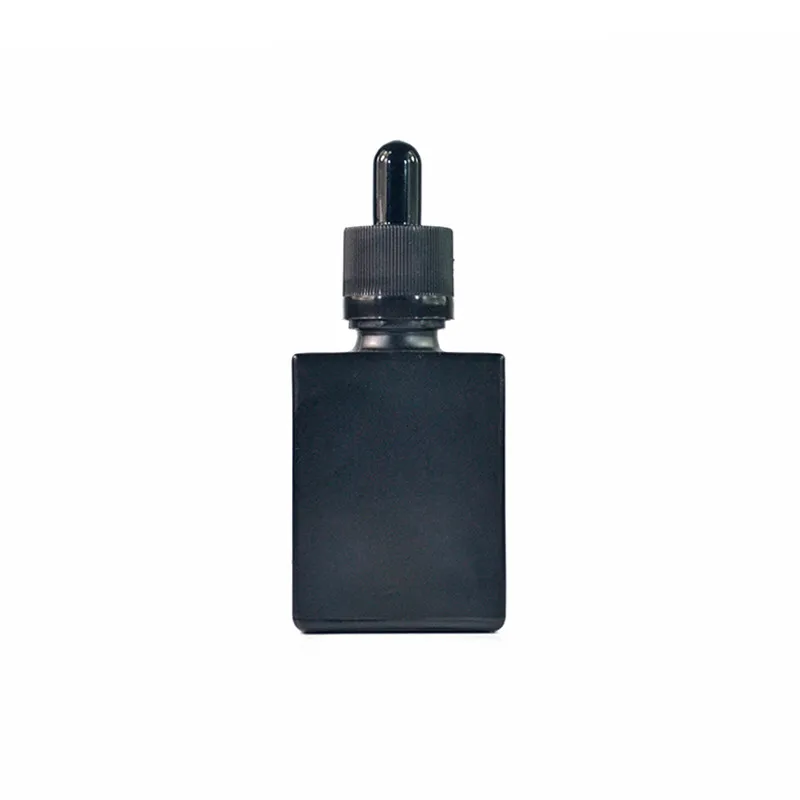 

200 pcs 30ml &15ml Frost Black Square Glass Bottles With tamper Childproof cap Glass Dropper bottle E-liquid rectangle