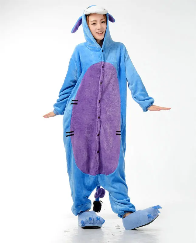 Мужские Дамы Синий Кролик мультфильм взрослых животных Onsie пижамы комбинезоны пижамы C008 S/M/L/XL