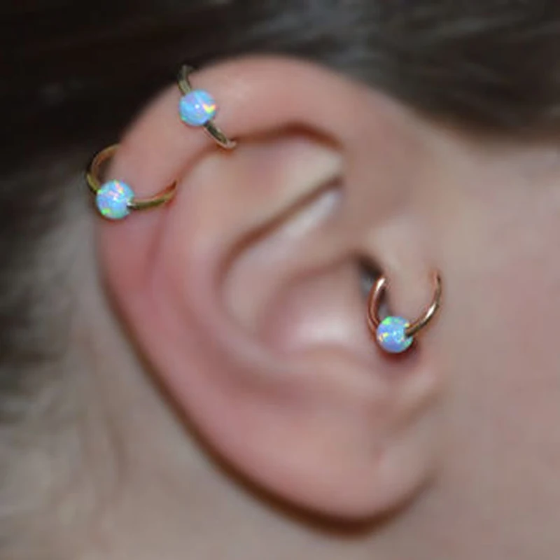 

16g G23 Titanium Opal Stone Hinged Segment Ring Lip Nipple Cartilage Tragus Helix Piercing Nose Septum Clicker Body Jewelry
