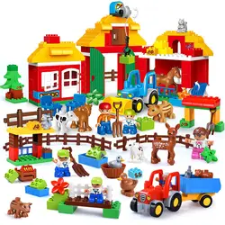 Развивающие игрушки большие строительные блоки Набор игрушечных животных на ферме DIY Сборные игрушки для детей подарок Совместимость с