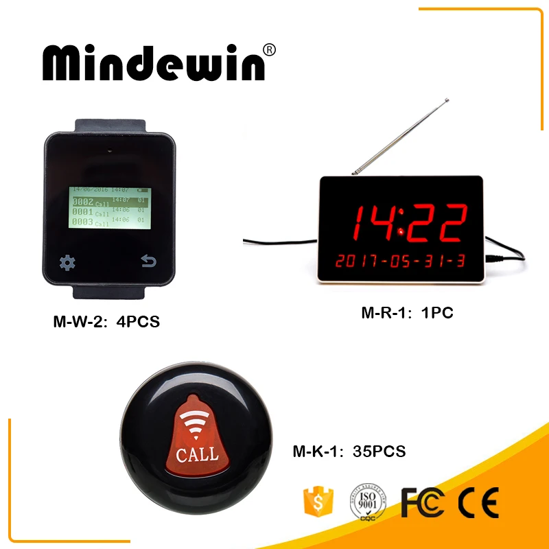 

Mindewin New restaurant Wireless picker digital display M-R-1 1PC+4pcs M-W-2 Multifunction touch Watch+35pcs M-K-1 Key Button