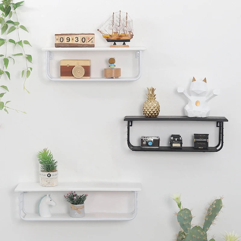 

Creative Wall Shelf Storage Rack( Wooden Iron Decorative Wall Shelf Hanging Storage Holder Home Living Room Wall Decoration