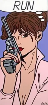 

Modern handmade painting pop art girl hero on oil canvas for living room decor and wall poster