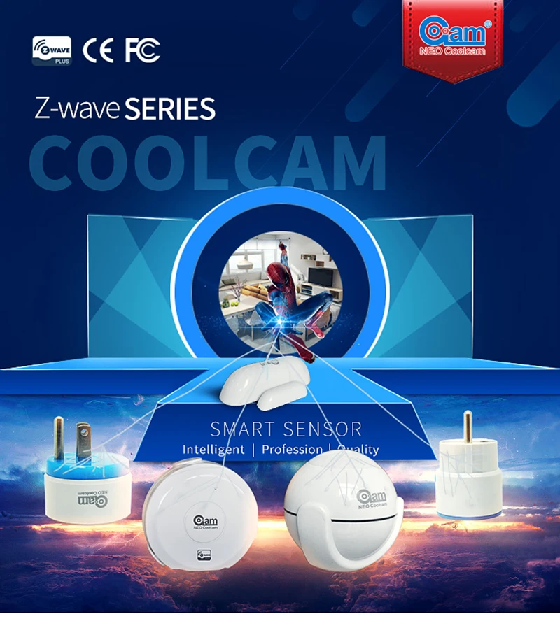 НЕО COOLCAM NAS-WS01Z Z-wave потока утечки воды сигнализации Сенсор Совместимость Z волна Системы серии 300 и серии 500 домашней автоматизации