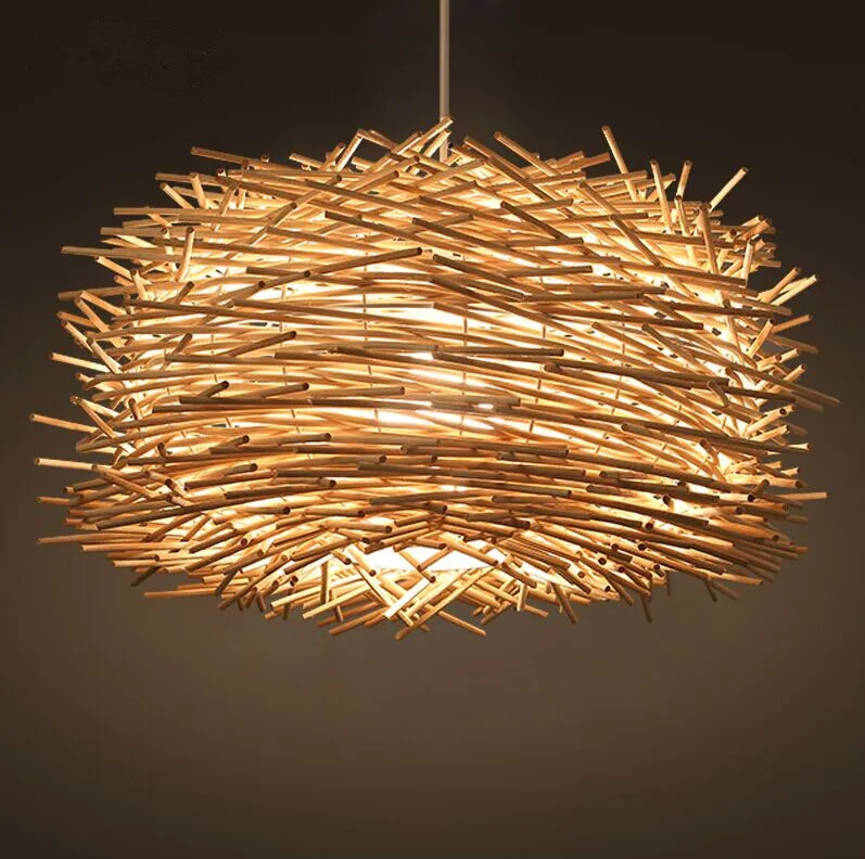 

modern bird's nest hand woven rattan pendant light garden restaurant balcony bedroom aisle lighting