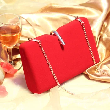 

red bright diamond evening clutch bags chain crossbody bags for women clutches Gorgeous velert party Bridal Wedding Bag