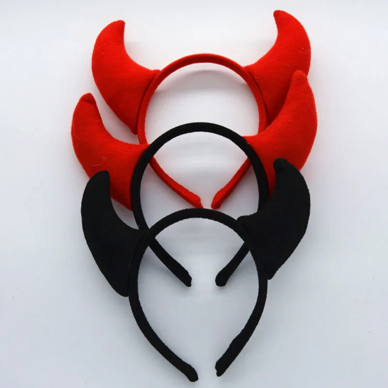 Дети взрослые красный черный демон дьявольская повязка на голову косплей аксессуары для волос Декор для вечеринки в честь Дня Рождения Хэллоуин Рождество
