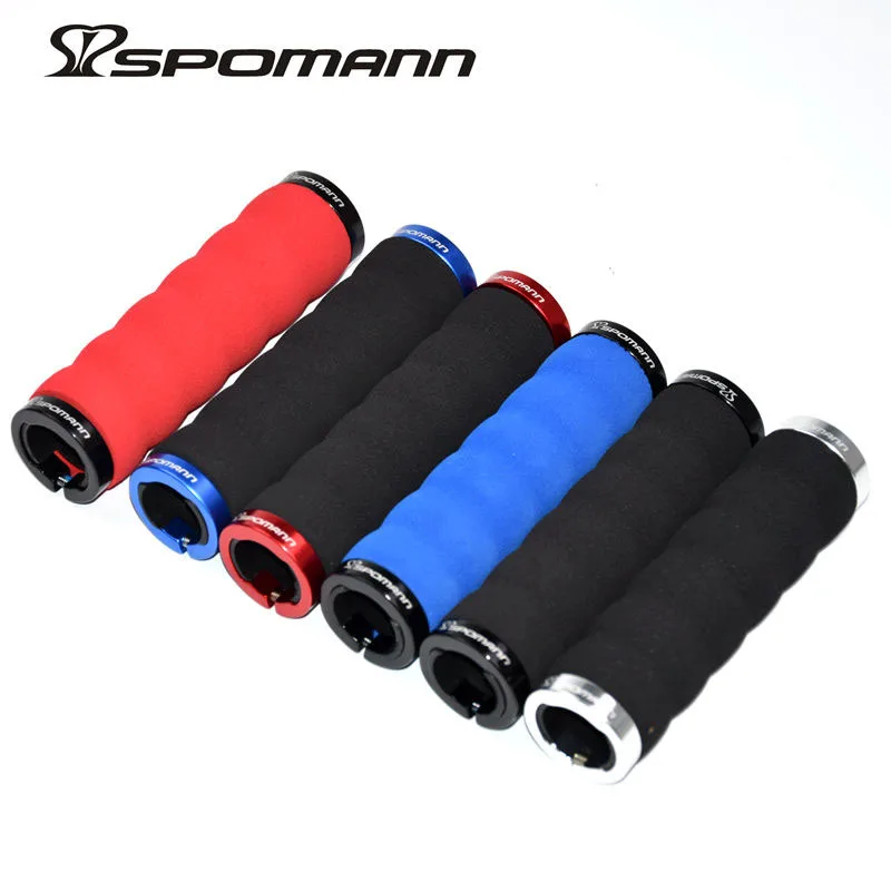 

2016 SPOMANN MTB Bike Handlebar Soft Durable Sponge + Alloy Bar Grip Covers 1 Pair Lockable Bicycle Grip 3 Colors handle parts