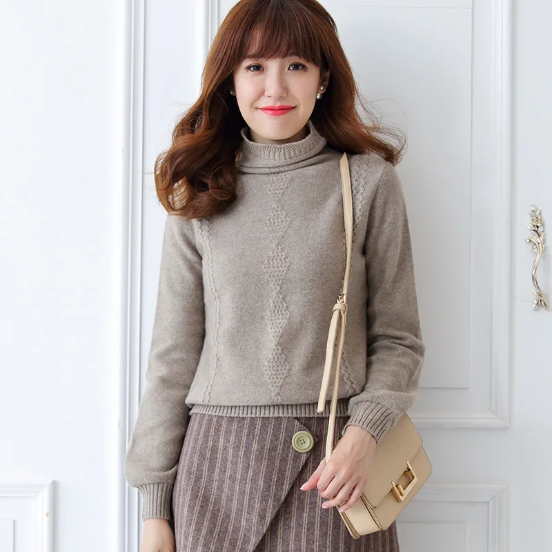 adohon 2018 womens winter Cashmere sweaters and auntmun women knitted Pullovers Turtleneck High Quality Warm Female Solid