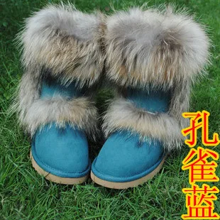 New Arrival 2022 Non-Slip Fox Fur Woman Winter Snow Boots Women's Shoes Geniune Leather Natural Women's Snow Boots heeled ankle boots Boots