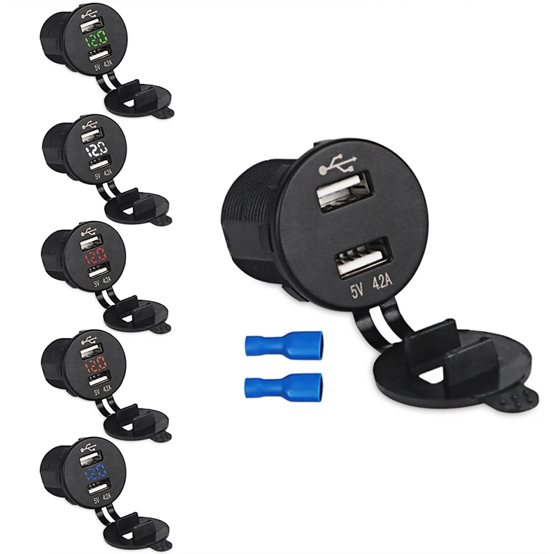 12 24v Phone Charger Motorbike 4.2A 12v USB Socket Car Charger