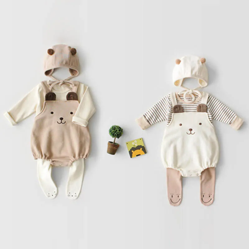 Для новорожденных, детский комбинезон, костюмы милые Носки с рисунком медведя из мультика Стиль Детские праздничные костюмы для девочек для маленьких мальчиков Одежда для маленьких девочек Боди без рукавов