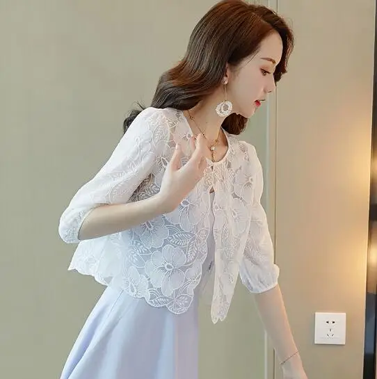 2019 Newest Hot Sale Half Sleeves High Quanlity Lace Custom Made Women Wraps Shrug Shawl Female Summer Elegant Outwear |