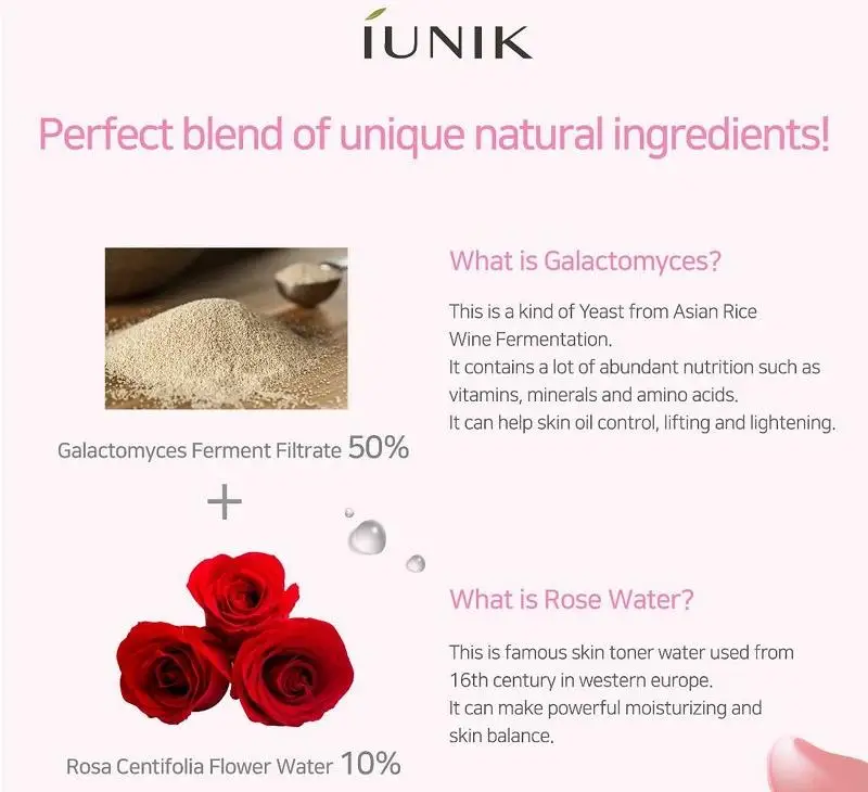 IUNIK Rose Galactomyces Synergy сыворотка 50 мл антивозрастной крем для лица контроль кожного жира Сыворотка для лица увлажнение и отбеливание кожи эссенция