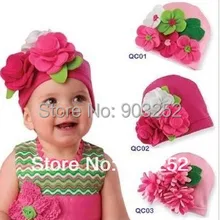 Розничная-3 дизайна для вас, на выбор, Цветочная розовая серия, детская шапка для Санта-Клауса/Рождественская шапочка для младенцев/Рождественская Детская шапочка