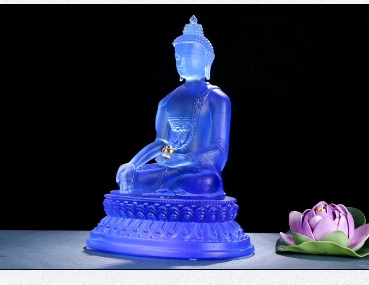 Будда дома эффективный талисман для защиты# Ретро тибетской медицины гуру Будда цветные глянцевые с украшением в виде кристаллов статуя Будды