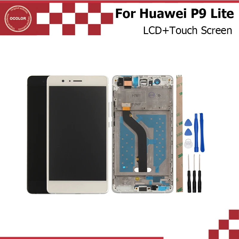 

ocolor For Huawei P9 Lite LCD + Touch Screen With Frame And Front Frame Digitizer Assembly Repair Parts 5.2" Mobile Accessories