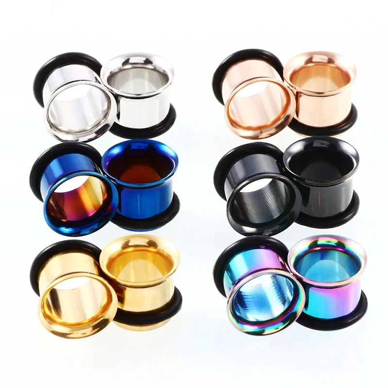 

Ear Expander Body Piercing Jewelry 1 Pair Stainless Steel Single Flare Flesh Tunnel Ear Plugs Expander 3-20mm Ear Stretcher
