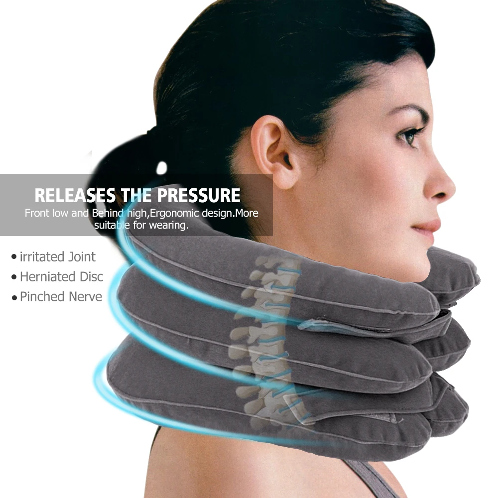 Шейное тяговое устройство для коррекции шеи, Корректор осанки, облегчение боли, растягивающее шею, Надувное устройство