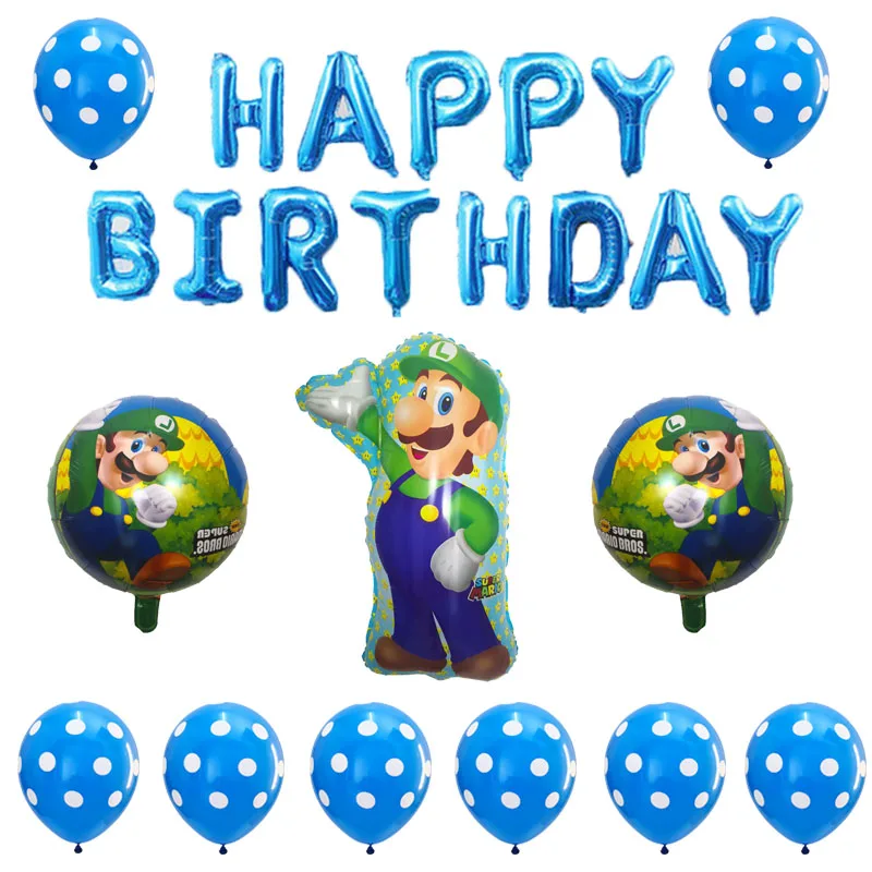 24 шт./компл. Супер Марио фольги воздушный шар вечерние игрушки Красный Синий Марио Bros латексные шары супер герой День Рождения украшения suppllies - Цвет: Флуоресцентный желтый