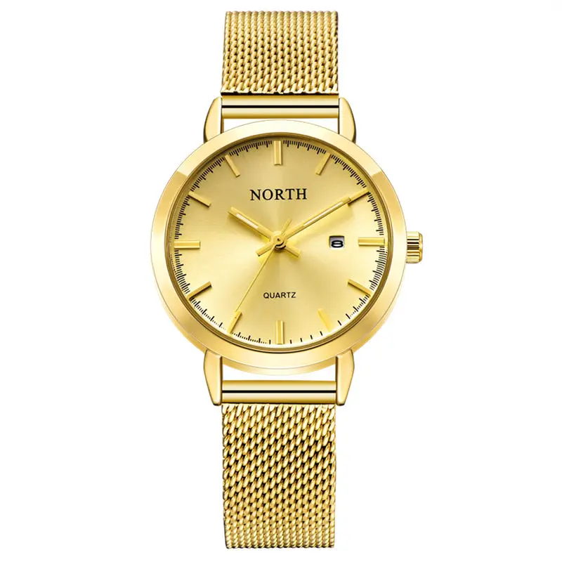 Reloj Mujer NORTH женские часы люксовый бренд золотые кварцевые женские часы Женская мода платье браслет водонепроницаемые часы для жены - Цвет: Gold