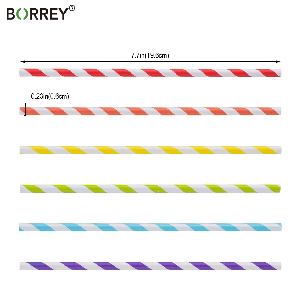 BORREY 25 шт. одноразовые бумага соломы Kraft бумага трубочки для питья на вечеринке день рождения бумажные трубочки в полоску вечерние партии события поставки