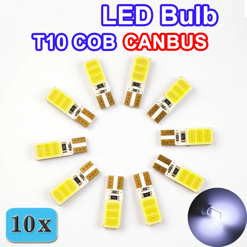 

Flytop 10 PCS 12V 5W T10 COB CANBUS 194 W5W LED Bulbs Super Bright Error Free Car Light Automotive No Errors CAN BUS Lamps