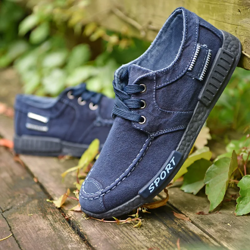 Men's Casual Shoes Fashion Spring Summer Comfortable Denim Canvas Shoes Retro Black Loafers Driving Moccasin Men Soft Footwear