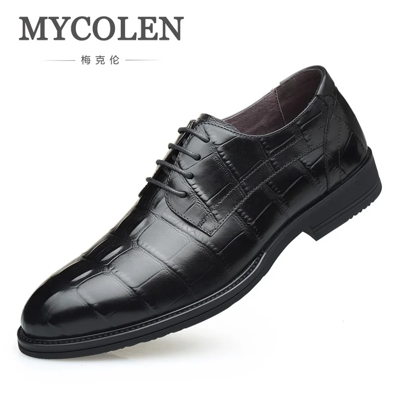

MYCOLEN Top Quality Derby Men Shoes Lace-Up Casual Business Men's Shoes Brand Leather Dress Formal Classic Wedding Shoes
